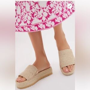 Beach By MATISSE Natural Del Mar Raffia Platform Sandals Size 8